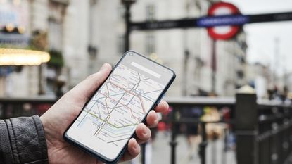 A London Underground map on someone&#039;s smartphone