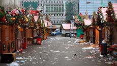 Debris a closed stalls are seen on the site of a car-ramming attack on a Christmas market in Magdeburg, eastern Germany