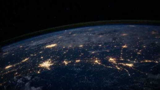 view of city lights from space