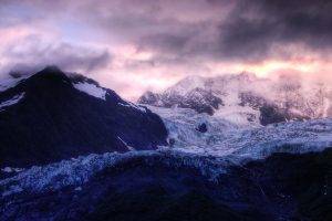 nature, Ice, Glaciers, Mountain, Clouds