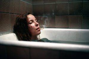 women, Smoking, Bathtub