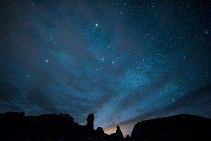 landscape, Stars, Silhouette