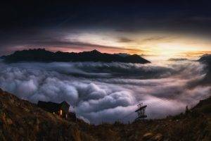 nature, Mountains, Clouds