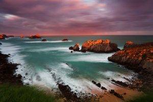 nature, Sea, Waves, Clouds