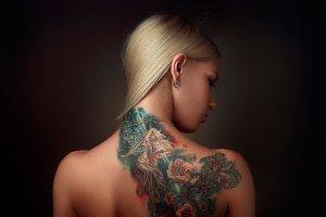 blonde, Women, Model, Tattoo