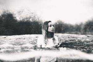 women Outdoors, Women, Monochrome, Underwater, Water, River