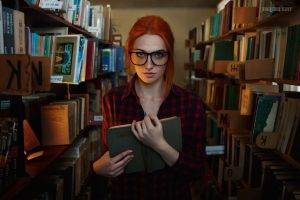 women, Redhead, Women With Glasses, Portrait