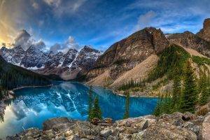 water, Mountains, Sky, Clouds, Nature, Landscape