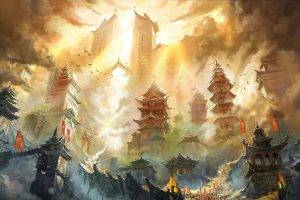 digital Art, Artwork, Architecture, Building, Asian Architecture, Pagoda, Krzysztof Ostrowski