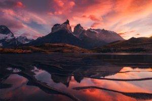 landscape, Lake, Clouds, Mountains