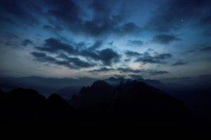 mountains, Sky, Clouds