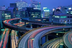 city, Cityscape, Long exposure, Road, Highway, Interchange, Light trails