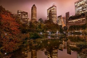 city, Pond, Central Park, New York City