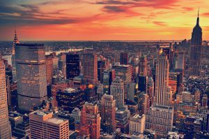 cityscape, New York City, Sunset