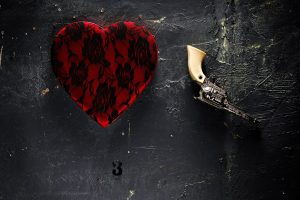 heart, Numbers, Gun, Still life