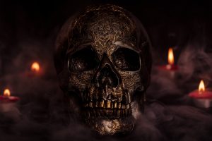 500px, Skull, Candles, Smoke