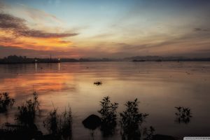 lake, Sunrise