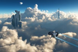 clouds, Aircraft, Futuristic, 3d, Skyscapes