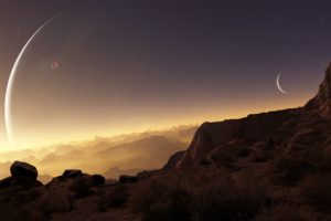 landscapes, Night, Moon, Digital, Art