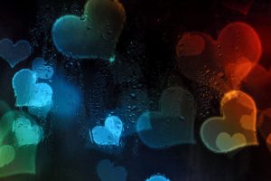 heart, Glass, Drops, Bokeh, Mood