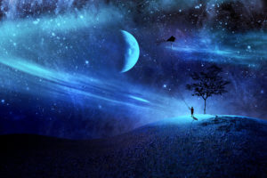 3d, Art, Fantasy, Sci fi, Stars, Mood, Sky, Bokeh