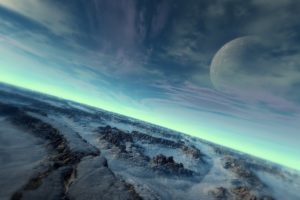 space, 3d, Art, Planet, Landscape, Moon, Fantasy