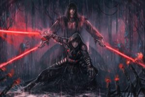 original, Characters, Fantasy, Fantasy, Art, Man, Girl, Swords, Rain