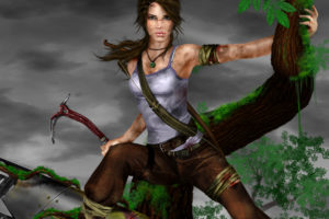 tomb, Raider, Lara, Croft, Girl, Game, Face, Eyes, Dirt, Wood, Fantasy