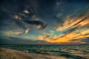 sunset, Beach, Sea, Evening, Clouds