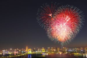 cityscapes, Fireworks, Hearts