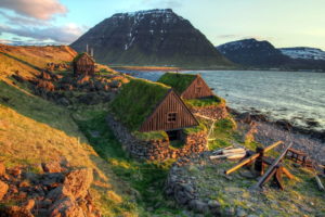 nature, Landscapes, Fjord, Harbor, Bay, Mountains, Houses, Buildings