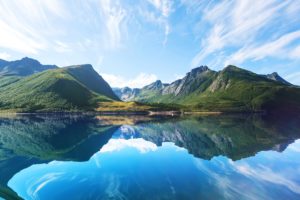 norway, Lake, Mountains, Sky, Water, Nature