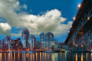 cities, Buildings, Architecture, Sky, Clouds, Bridges, Water, Reflection