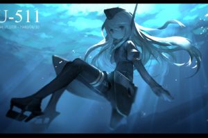 bodysuit, Hat, Jong, Tu, Kantai, Collection, Long, Hair, Monochrome, U 511,  kancolle , Underwater, Water