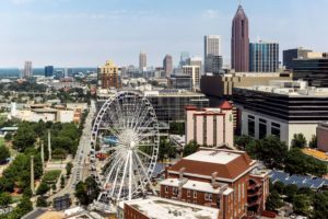 houses, Usa, Ferris, Wheel, Downtown, Atlanta, Georgia, Cities