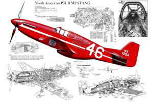 airplane, Plane, Wwii, World, War, P 51, Cutaway, Military