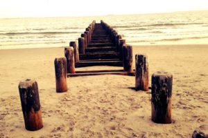 beach, Sand, Sea, Wood, Waves, Path