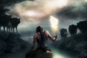 women, Video, Games, Tomb, Raider, Lara, Croft, Artwork, Wolves