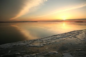 sunset, Ice, Frozen, Shore