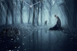 isadora, Vilarim, Girl, Wolf, Owl, Forest, Wolves, Gothic, Goth, Loli, Mood