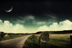 landscapes, Moon, Fields, Route, 66, Roads