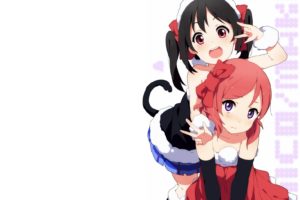 love, Live , School, Idol, Project, Girls, Black, Buraku, Black, Hair, Bow, Elbow, Gloves, Photoshop, Purple, Hair, Red, Eyes, Santa, Costume, Short, Hair, Skirt, Tail, Twintails, White, Yazawa, Nico