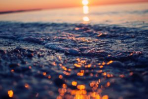 nature, Beaches, Sand, Foam, Waves, Shore, Tilt, Shift, Sparkle, Ripple, Ocean, Sea, Lakes, Sunset, Sunrise, Color, Wet, Sky, Bokeh