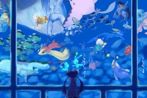 women, Water, Pokemon, Mudkip, Long, Hair, Blastoise, Swimming, Aquarium, Vaporeon, Quagsire, Anime, Anime, Girls, Starmie, Milotic, Azumarill, Oshawott, Wooper, Remoraid, Staryu, Octillery, Dewgong, Mei, Bascul