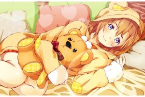 love, Live , School, Idol, Project, Animal, Ears, Bed, Blue, Eyes, Kousaka, Honoka, Love, Live , School, Idol, Project, Nanda, Rone, Orange, Hair, Short, Hair, Teddy, Bear