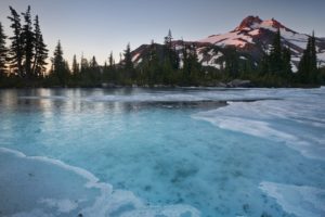 sunrise, Frozen, Oregon, Mount, Jefferson, Waterfalls, Tarn