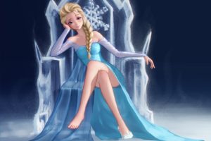 barefoot, Blonde, Hair, Blue, Eyes, Braids, Dress, Elsa,  frozen , Frozen,  disney , Long, Hair, Maredoro