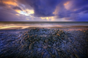 coast, Stones, Sea, Sky, Clouds, Horizon, Hdr, Nature, Beaches, Ocean, Sunset, Clouds