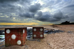 sea, Aeyaey, Sky, Beach, Nature, Landscape, Dice, Mood, Ocean, Ruins, Castle, Buildings, Clouds