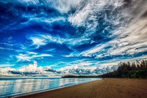 nature, Tree, Sea, Sky, Clouds, Beach